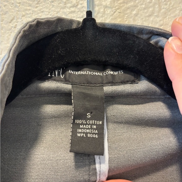 INC International Concepts Men’s Gray Denim Utility Military Jacket 100% Cotton - Picture 3 of 11